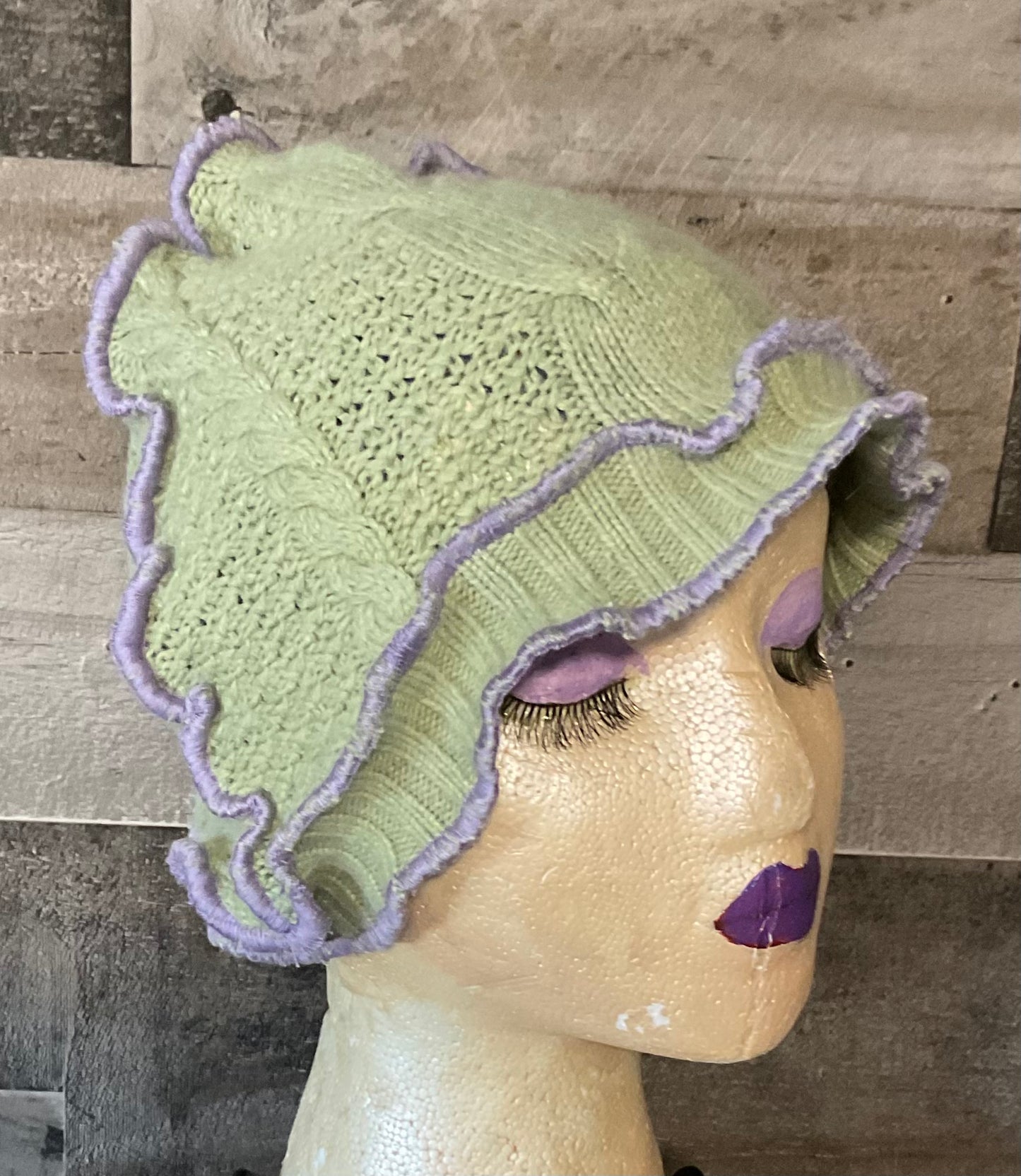 Sage & Lavender Beanie, Angora