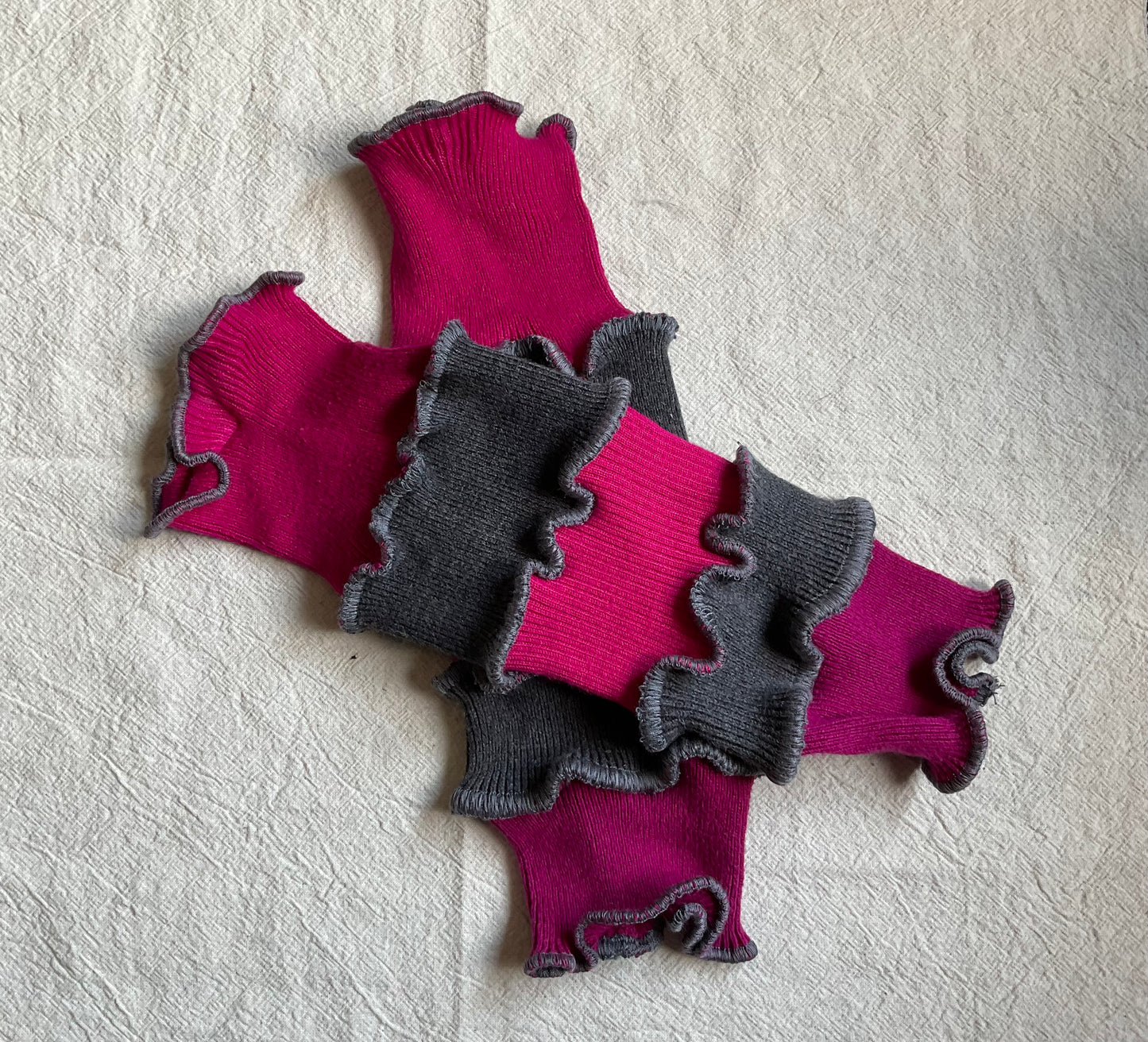 Raspberry & Grey Arm Warmers