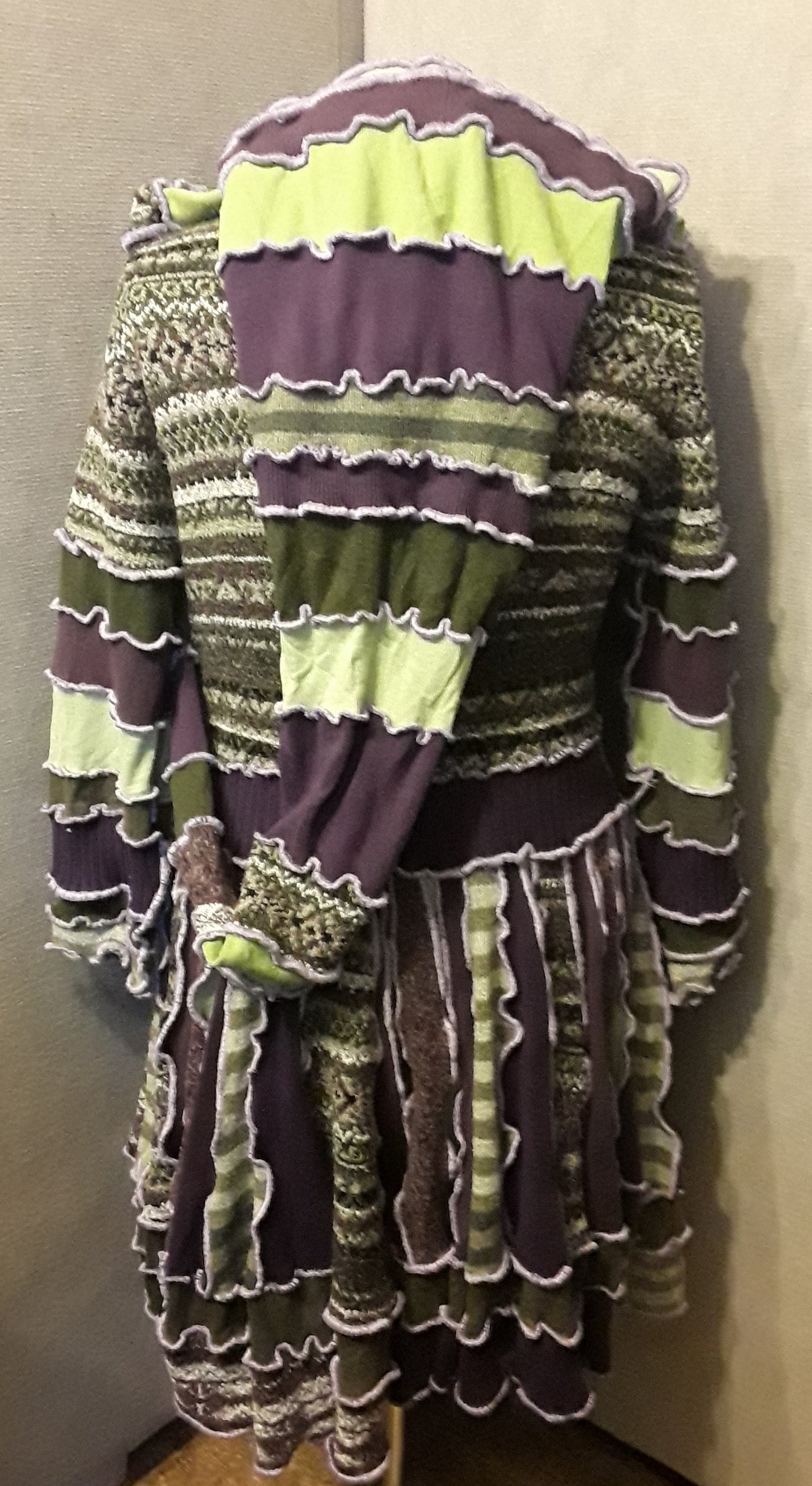 Purple & Green Sweater Coat (L/XL)